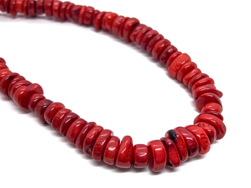 Бусины Коралл красный; размер10*4мм, натуральный камень
