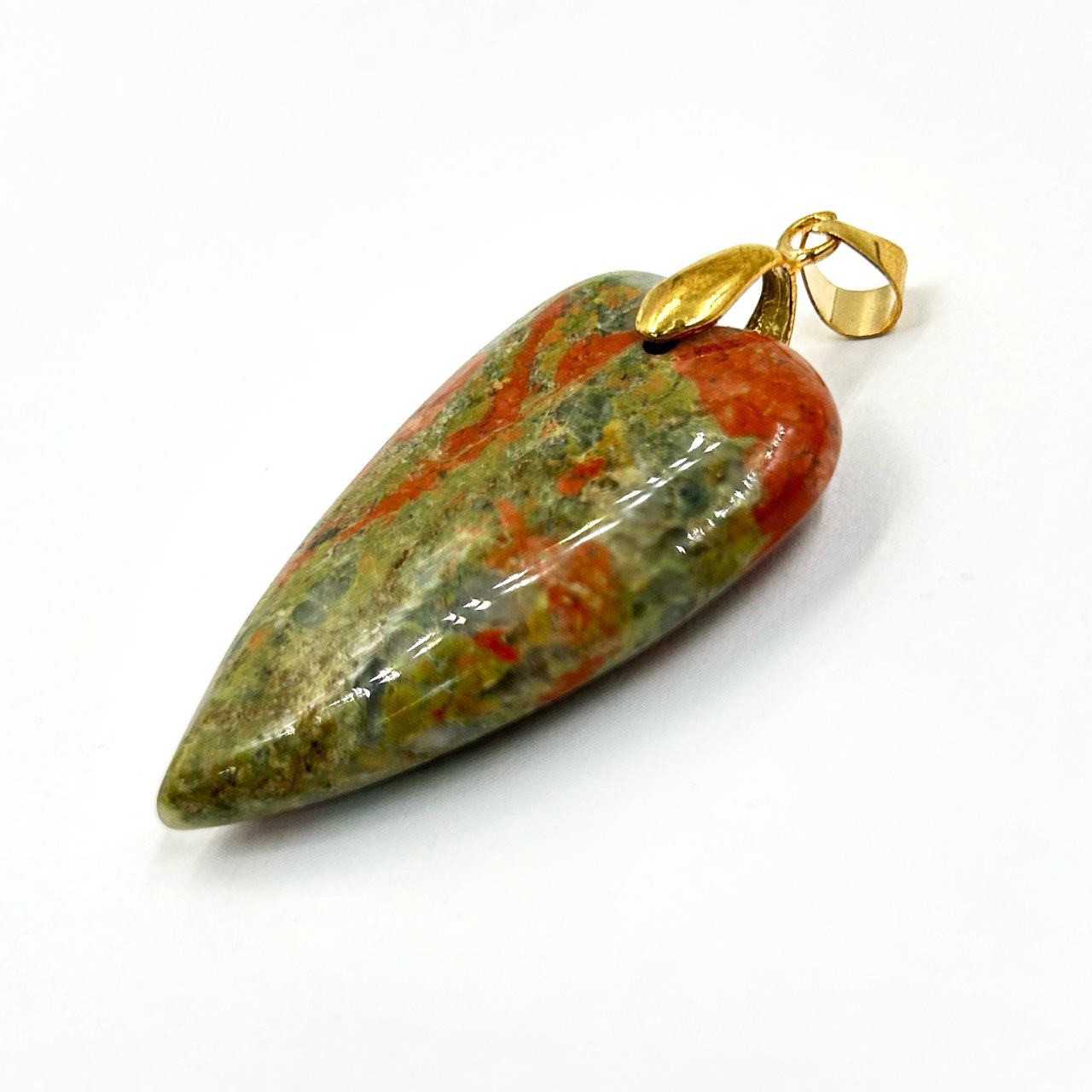 Кулон с Унакитом размер 25*39мм цвет золото